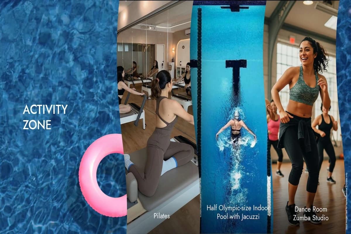 Swimming pool with deck and seating